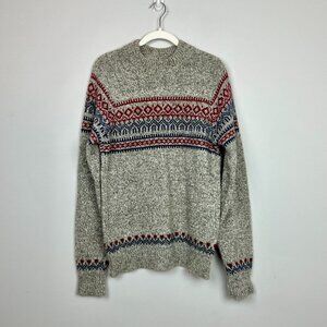 Vintage Winona Knits Wool Sweater Pullover Crewneck Size Large Fair Isle EUC!